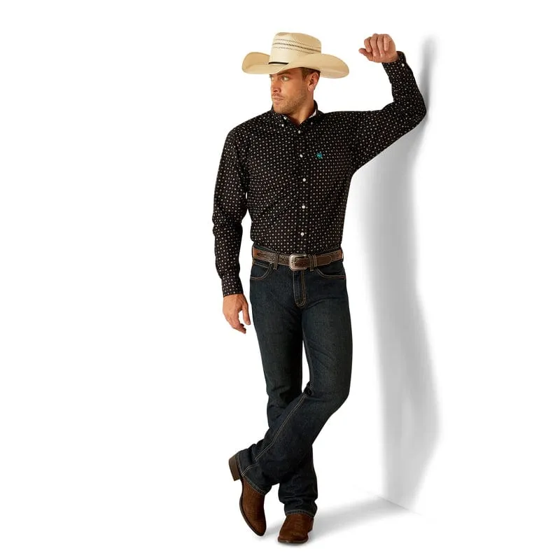 Ariat Men's Wrinkle Free Seth Black Classic Fit Long Sleeve Shirt 10048411