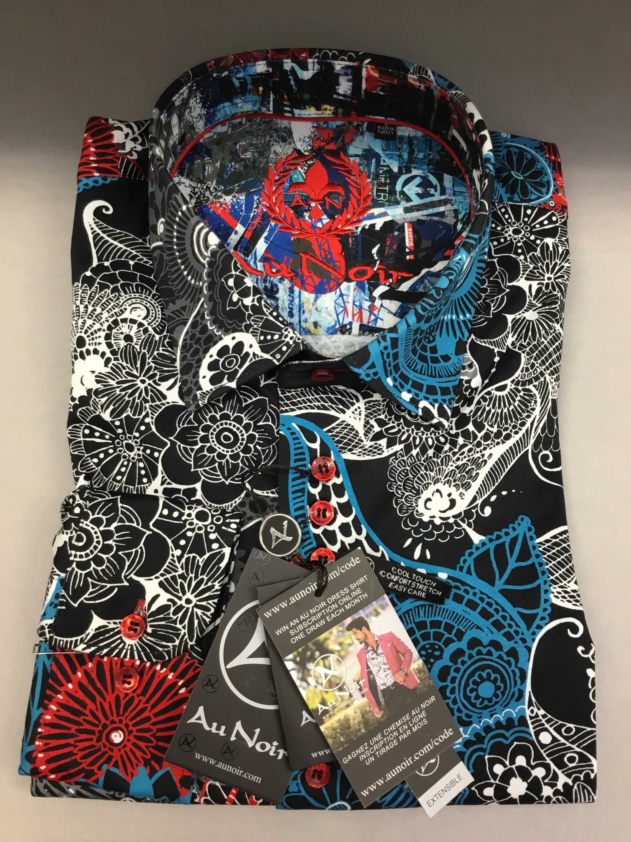 Au Noir KIMURA-K L/S Dress Shirt Red/Turquoise