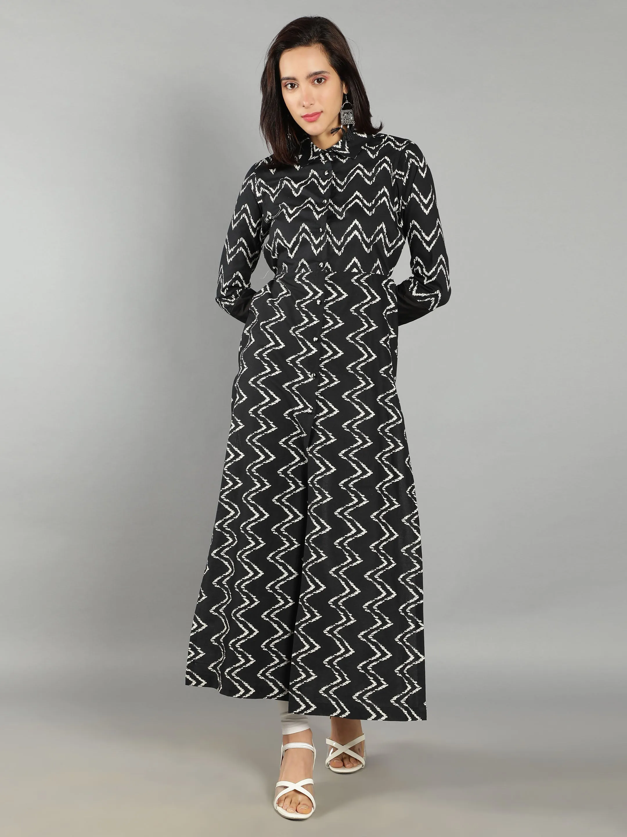 Black, White Abstract Women'S Kurta