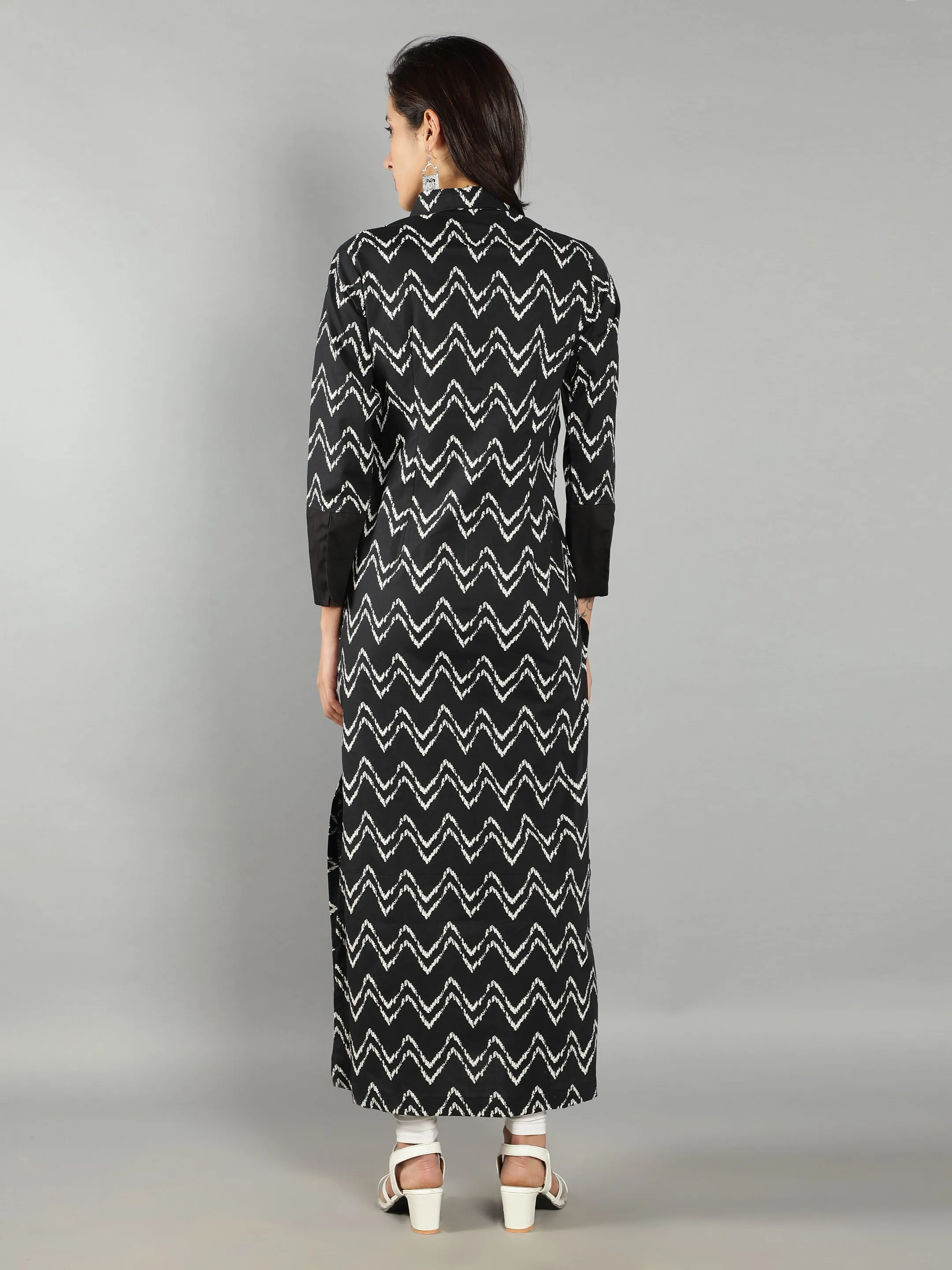 Black, White Abstract Women'S Kurta