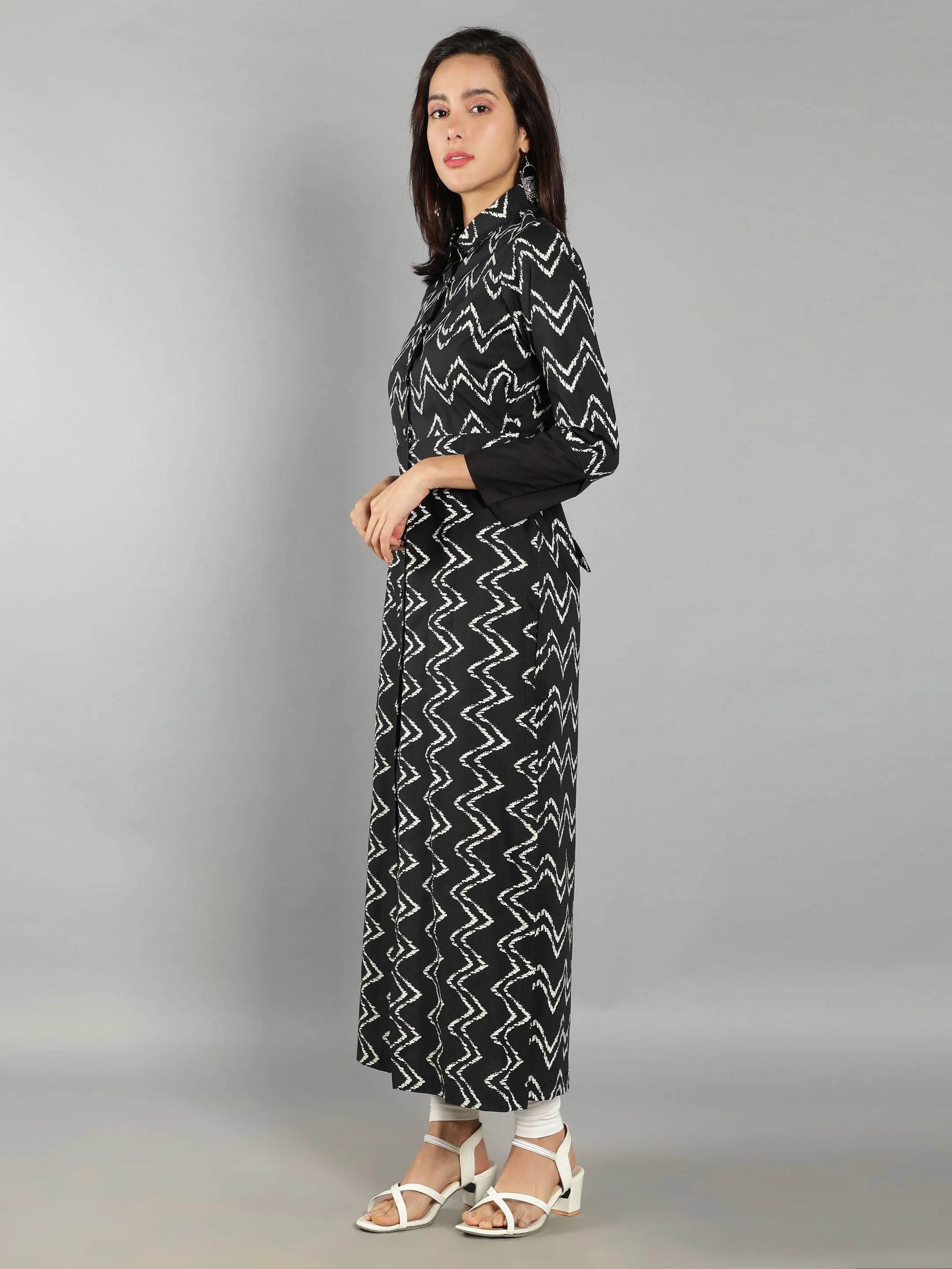 Black, White Abstract Women'S Kurta