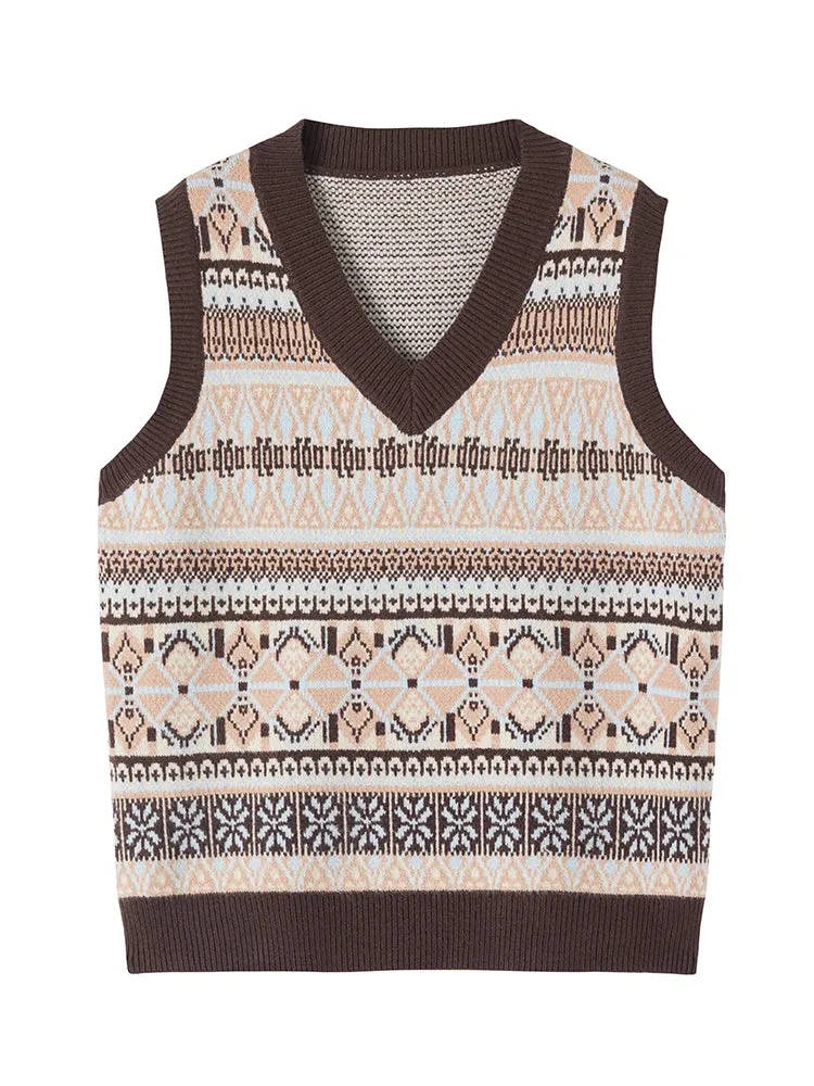 Brand Designer New Sleeveless Vest Waistcoat Geometric Oversized Vest Winter Spring Women Sweaters Pullovers Knitwear Tops -221