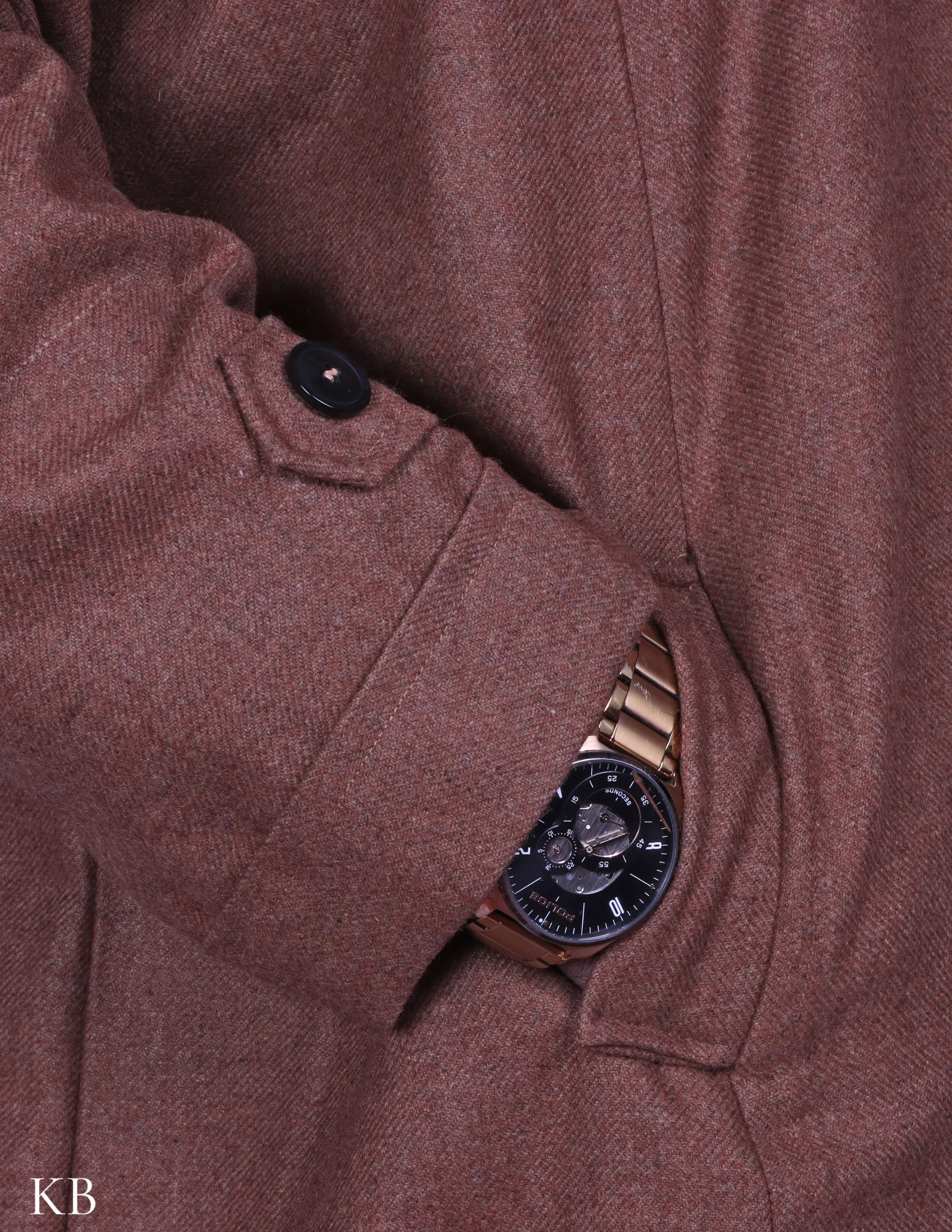 Brown Fur Collar Tweed Phiran