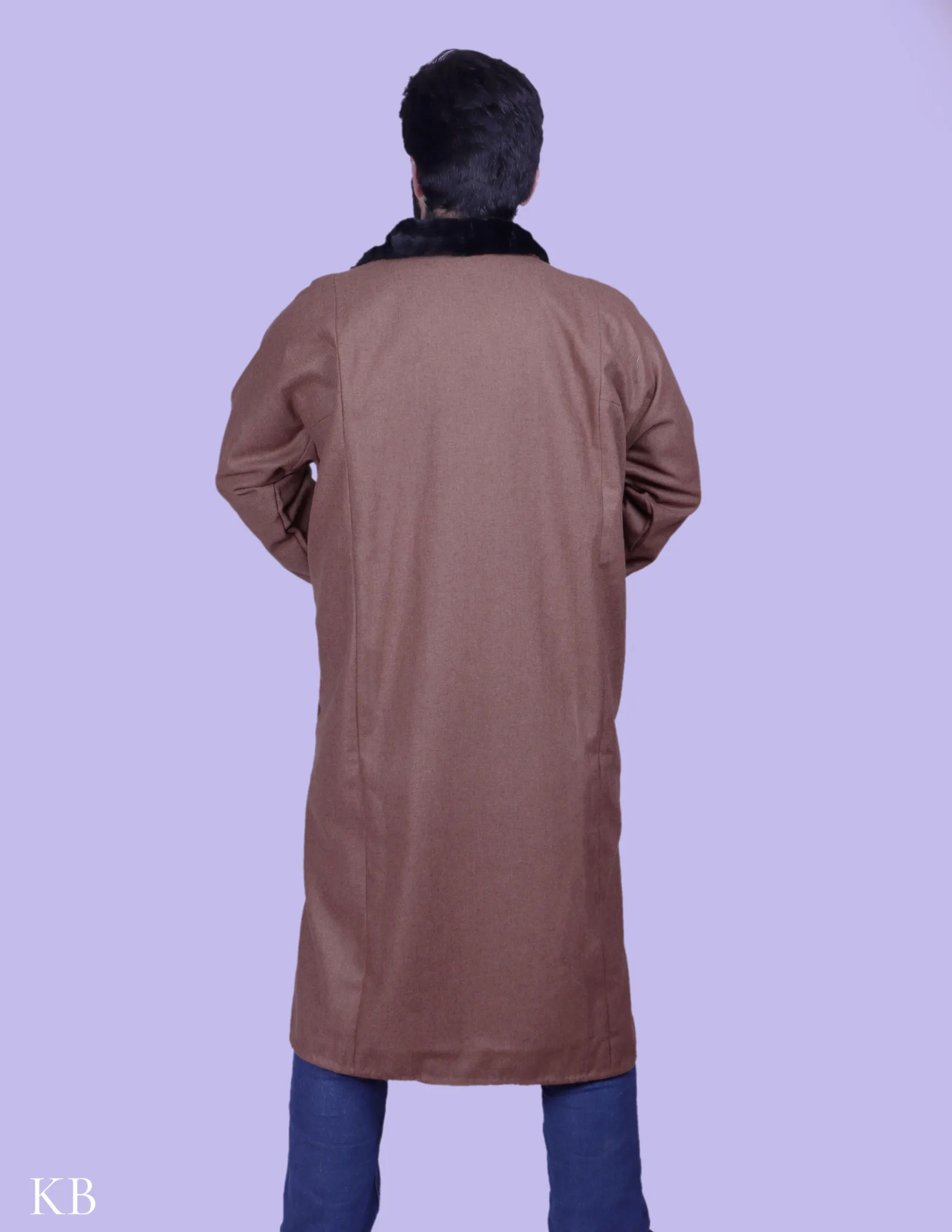 Brown Fur Collar Tweed Phiran