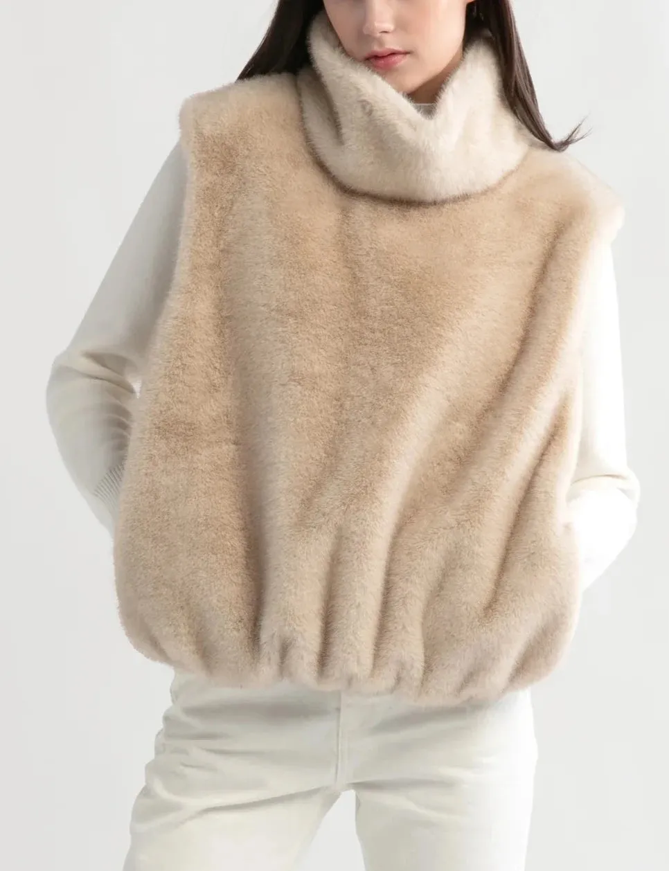 Brushed Fur Vest in Ivory
