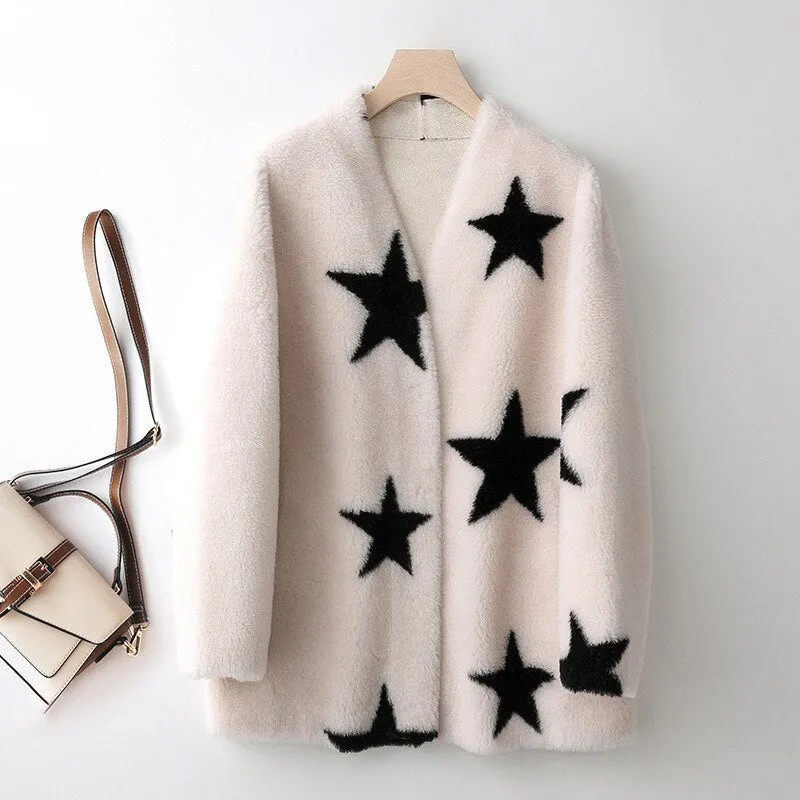 Calida Lambs Wool Shearling Woman Coat