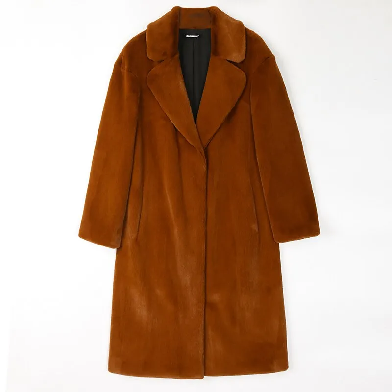 Caramel Fluffy Faux Fur Coat