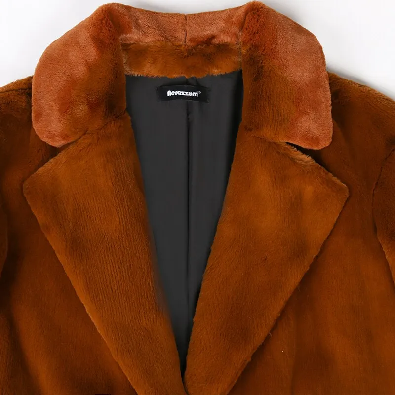 Caramel Fluffy Faux Fur Coat