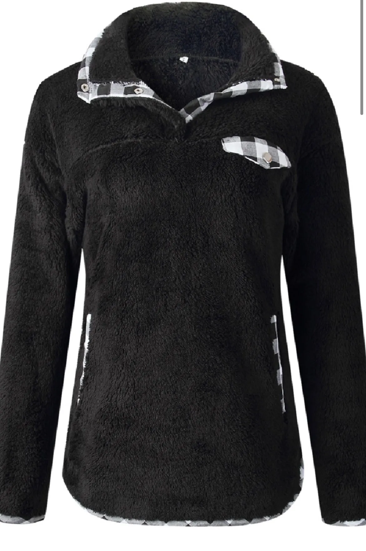 Checkered Plush Pullover