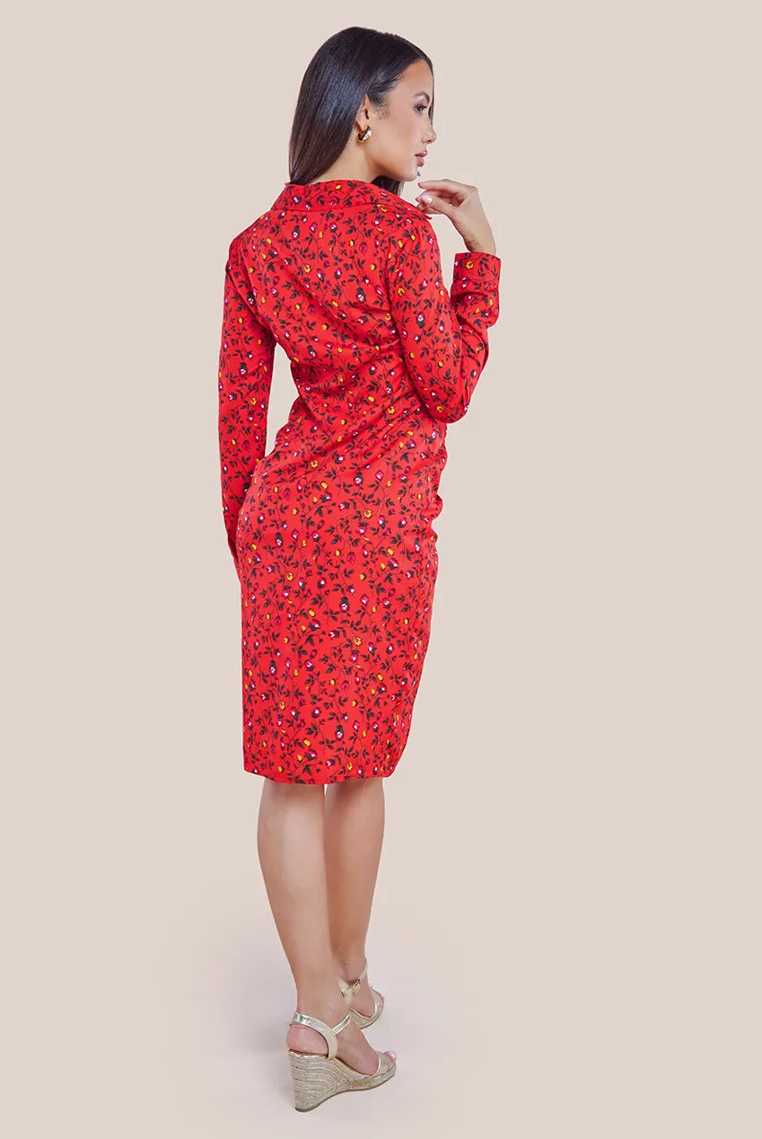 City Goddess Floral Print Shirt Dress