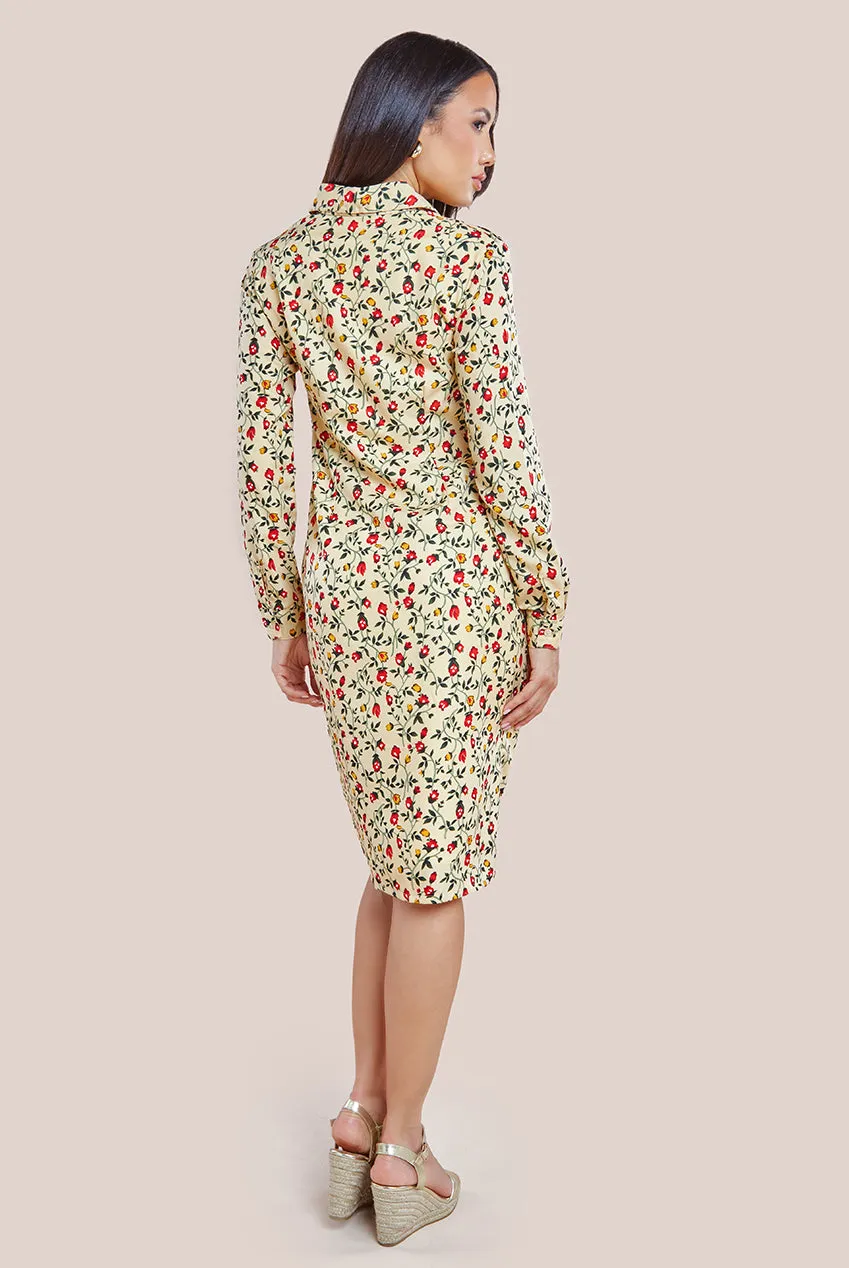 City Goddess Floral Print Shirt Dress