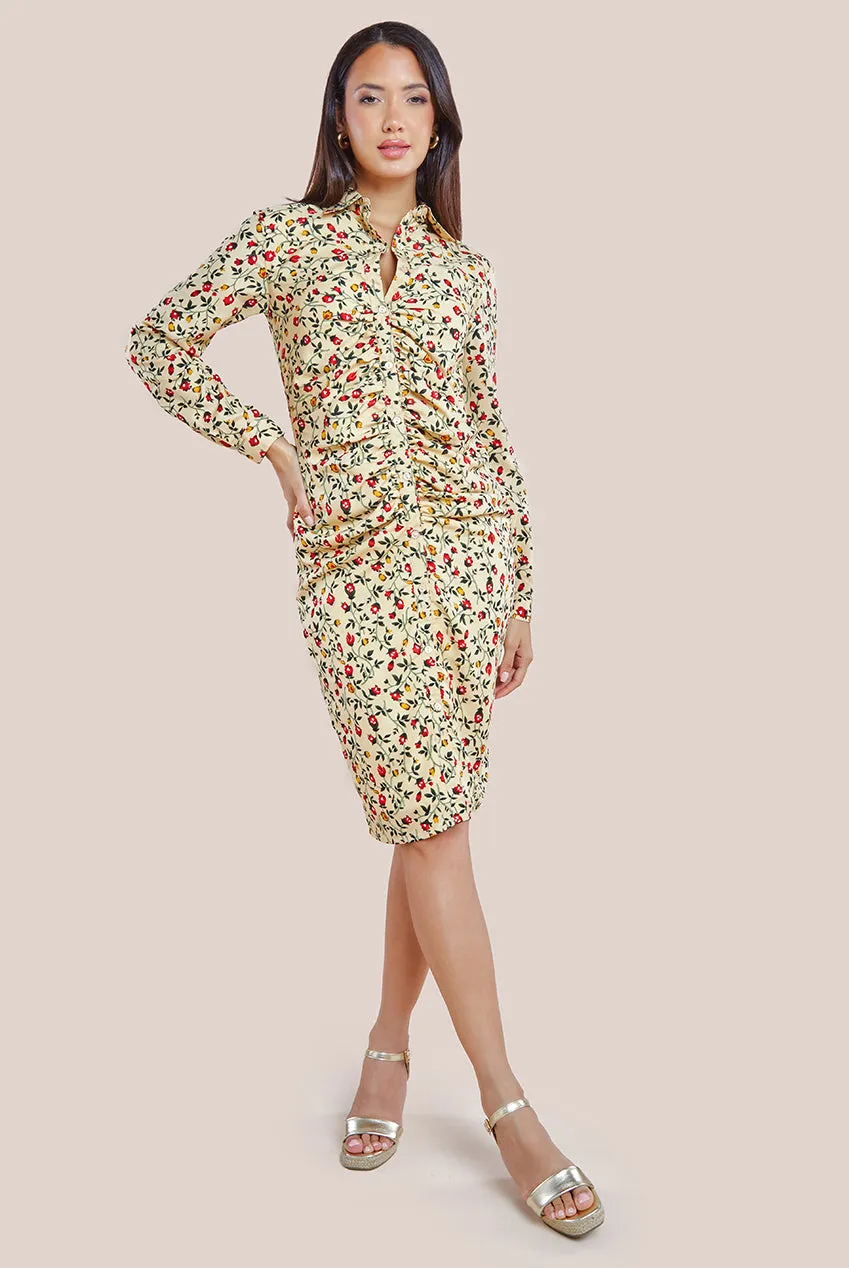City Goddess Floral Print Shirt Dress