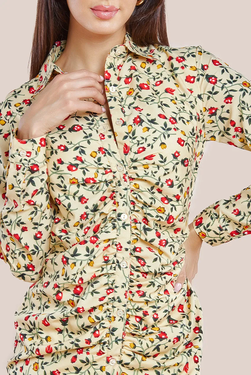 City Goddess Floral Print Shirt Dress
