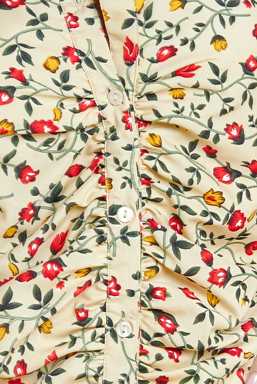 City Goddess Floral Print Shirt Dress