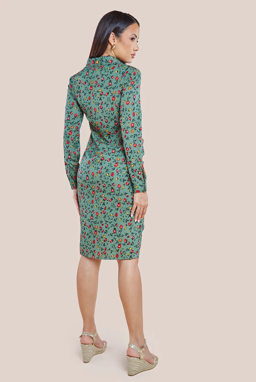 City Goddess Floral Print Shirt Dress