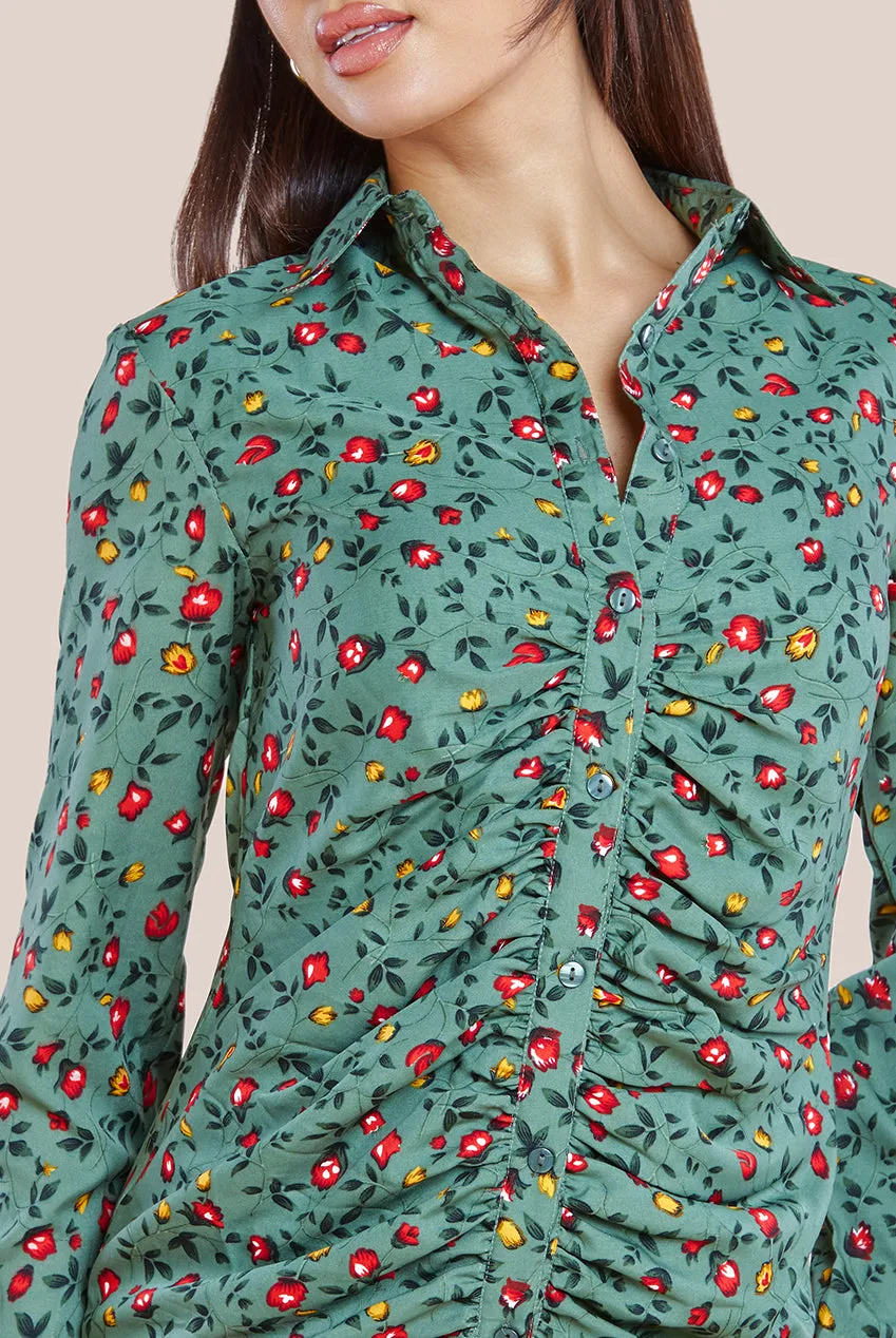 City Goddess Floral Print Shirt Dress