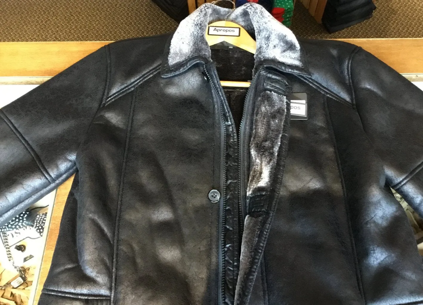 J Grill Black  Omega #3506 Soft Fur Collar Mens Coat
