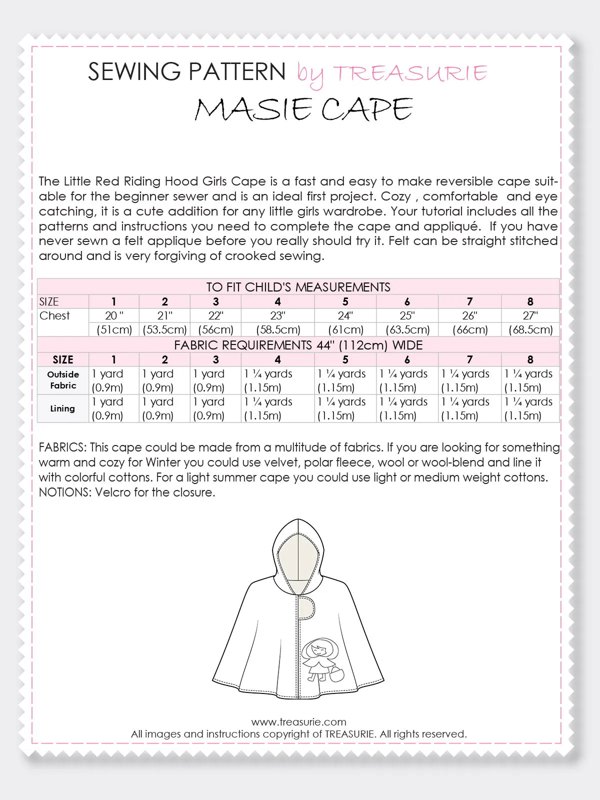 MAISIE - Girls Reversible Cape Pattern
