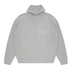 Male Pullover Sweater Autumn Winter Thickened Lapel Zipper Ins Casual Knitted Tops Grey Black Korean Tide Clothing 9D1246