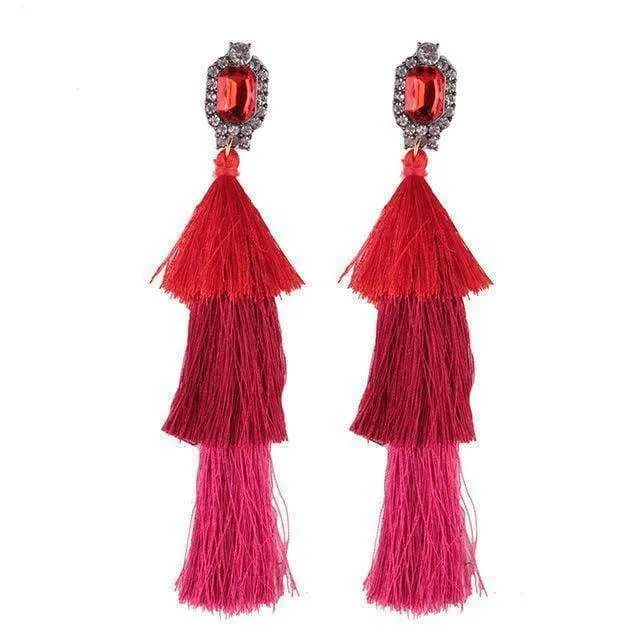 New Design Fashion Long Tassel Earrings Bohemian Wedding Jewelry Statement Hot Sale Dangle Drop Earring for Women