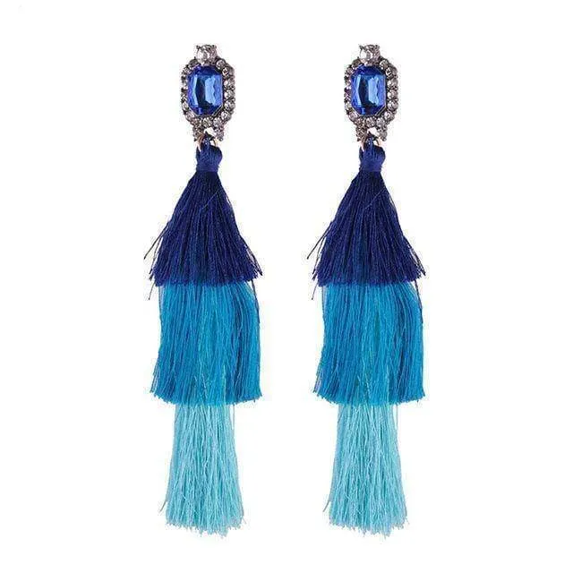 New Design Fashion Long Tassel Earrings Bohemian Wedding Jewelry Statement Hot Sale Dangle Drop Earring for Women