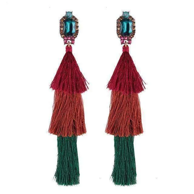 New Design Fashion Long Tassel Earrings Bohemian Wedding Jewelry Statement Hot Sale Dangle Drop Earring for Women