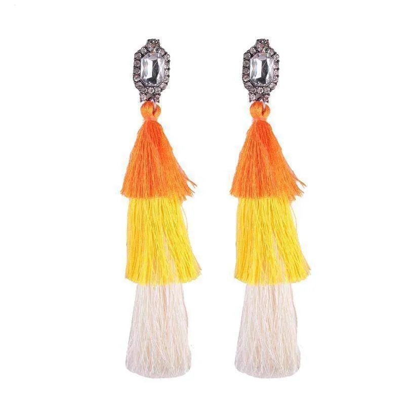 New Design Fashion Long Tassel Earrings Bohemian Wedding Jewelry Statement Hot Sale Dangle Drop Earring for Women