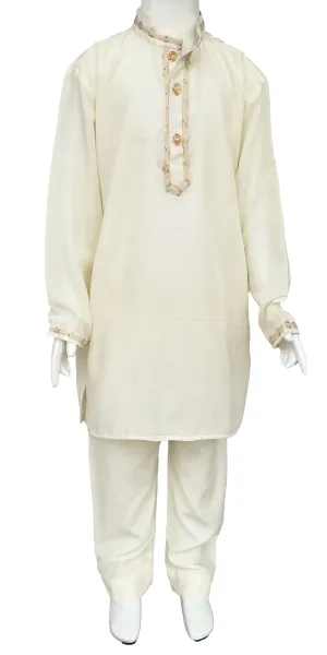 Off White Kurta Pajama for Boys, with Hand Embroidery Indian Ethnic kids wear, Indian Boys Wear