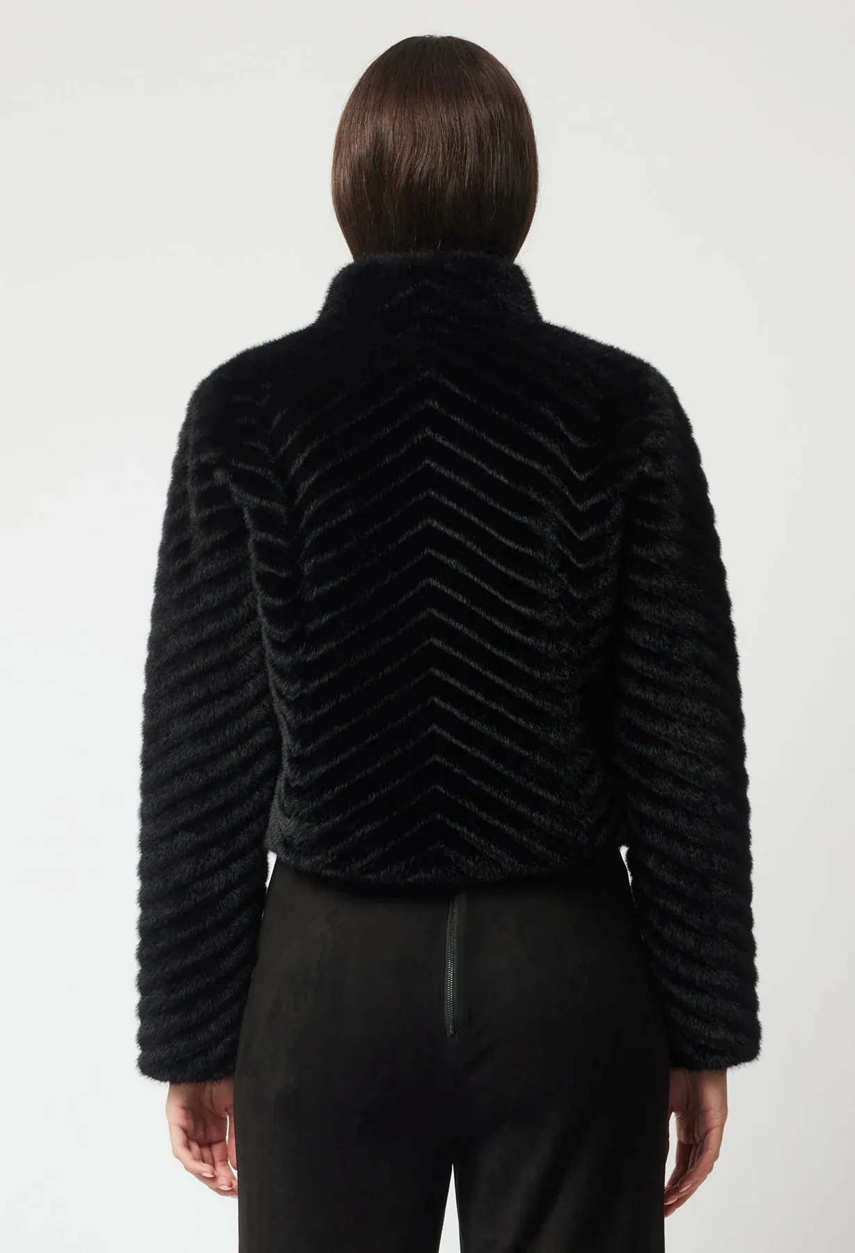 Once Was - Altair Faux Fur Cropped Jacket - Black
