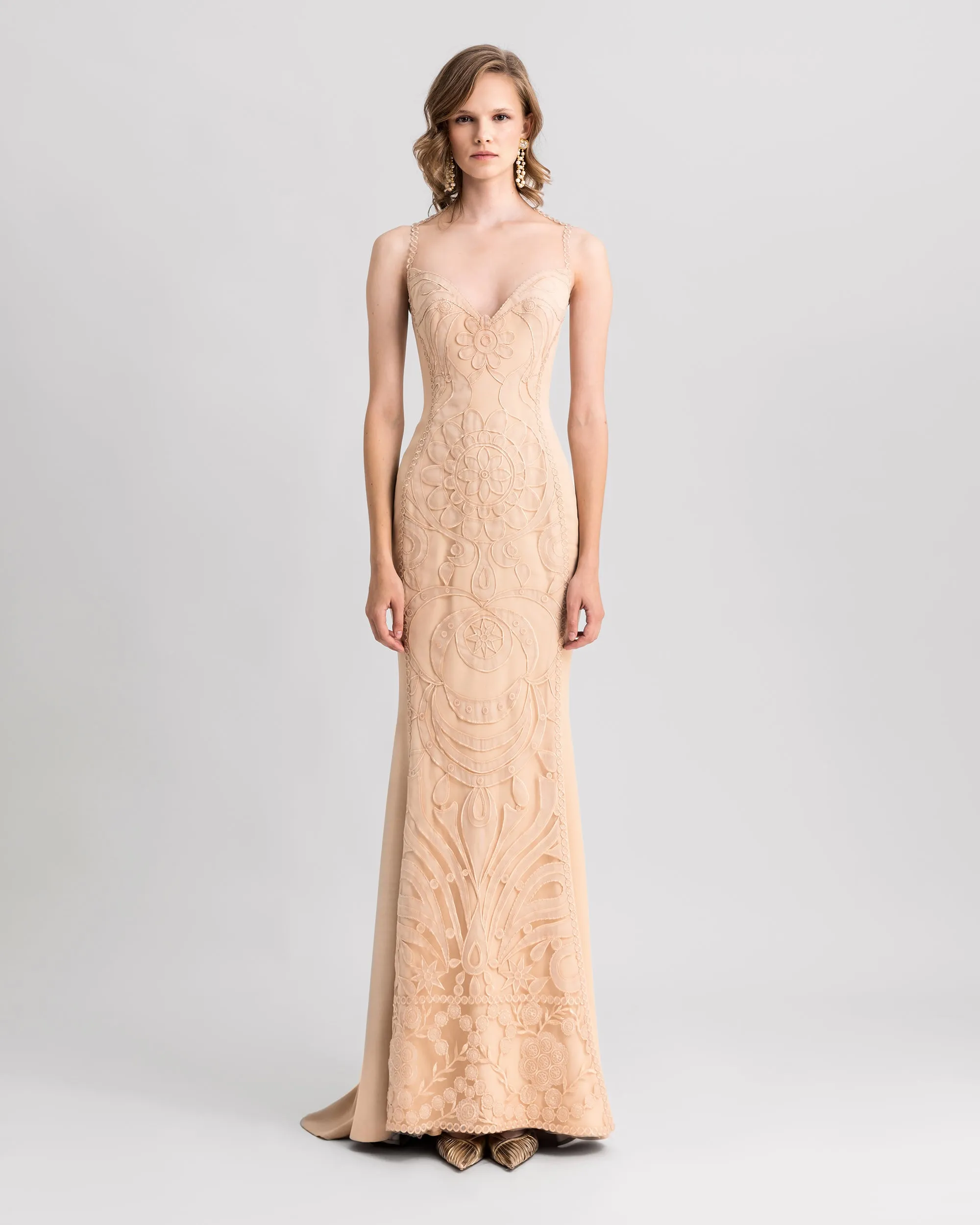 Slim Cut Lace Dress With Cape