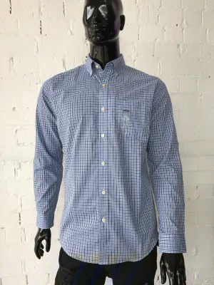 Van Heusen Mens Shirt Blue White and Black Plaid