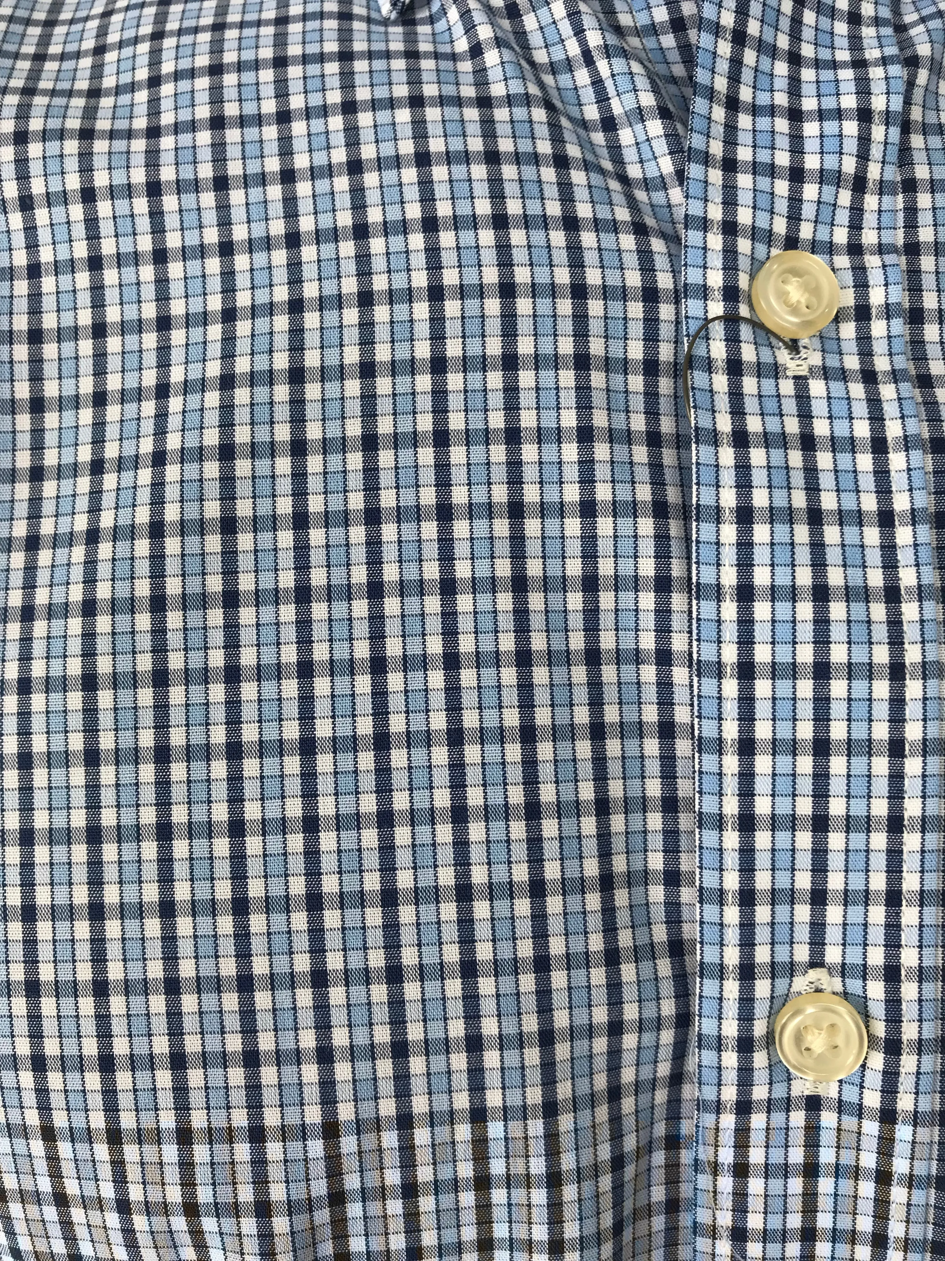 Van Heusen Mens Shirt Blue White and Black Plaid