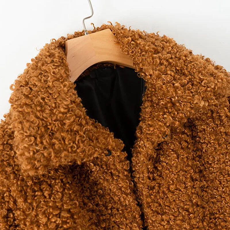 Winter Warm Teddy Coat Women Casual Turn