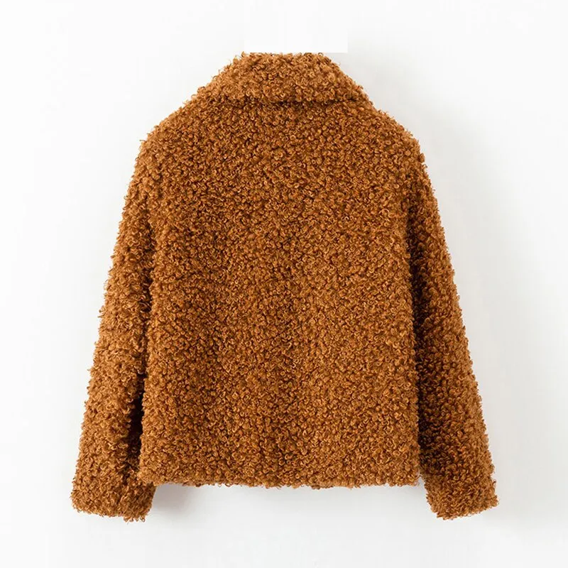 Winter Warm Teddy Coat Women Casual Turn