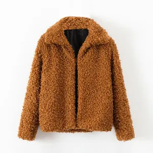 Winter Warm Teddy Coat Women Casual Turn
