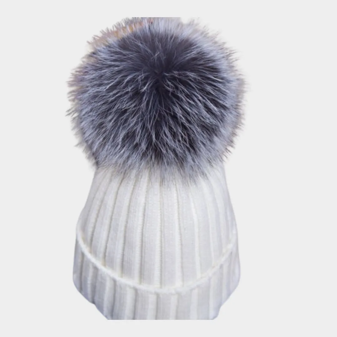 Womens Warm Winter Beanie  Faux Fur Pom Pom Knit Ski Cap in Multiple Colors