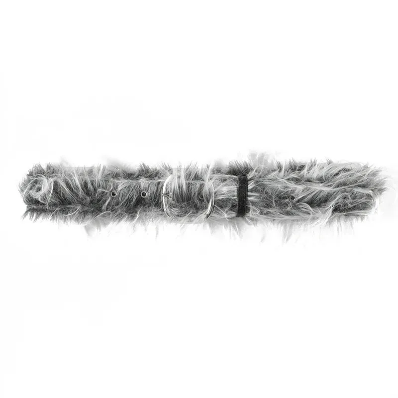 Y2K Vintage Faux Fur Patchwork Belt - Punk Western Cowboy Waistband Accessory