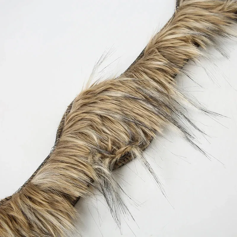 Y2K Vintage Faux Fur Patchwork Belt - Punk Western Cowboy Waistband Accessory